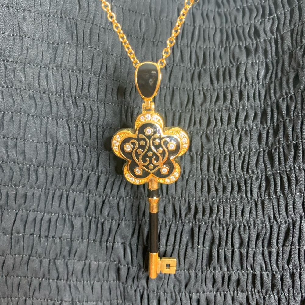 Lauren G Adams black and gold key necklace